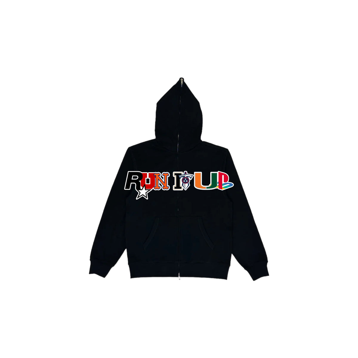 Zip Up Hoodie Multi Logo Run It Up Clothing
