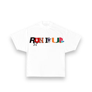 White Run It Up Multi Logo T Shirt